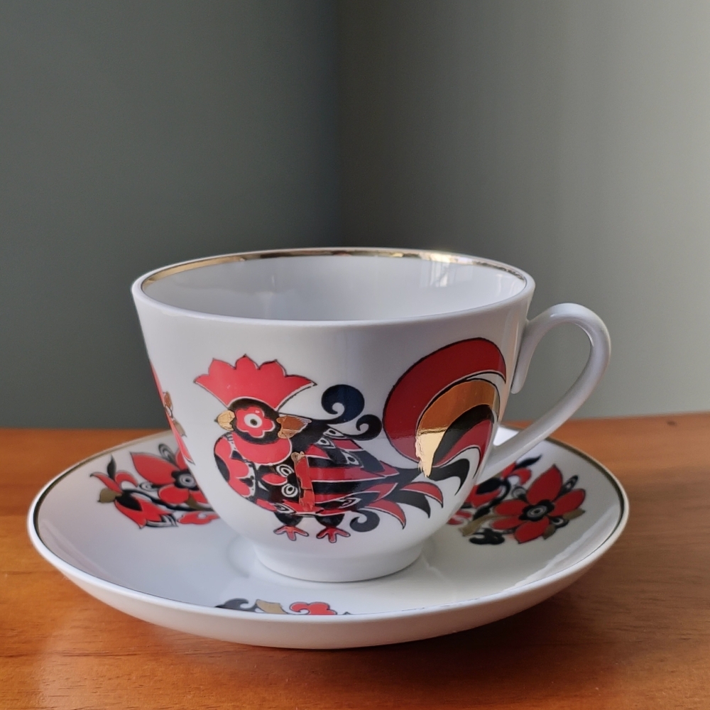 Lomonosov ROOSTER Tea cup and Saucer Set